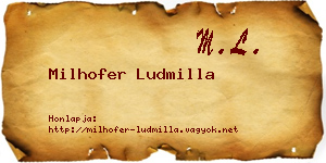 Milhofer Ludmilla névjegykártya